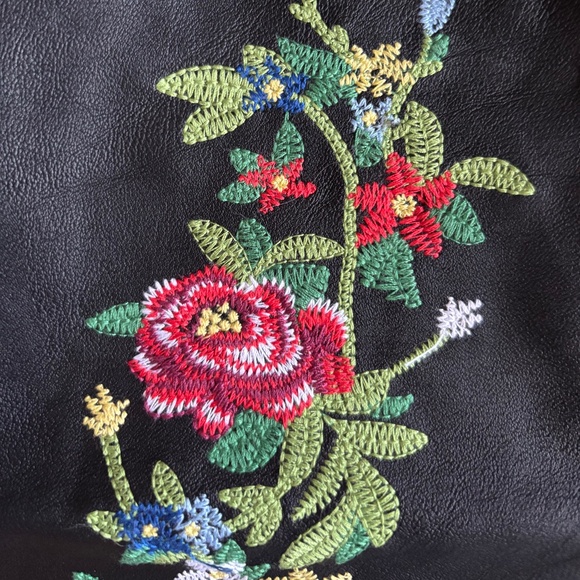 Faux Leather Embroidered Skirt - Picture 2 of 2